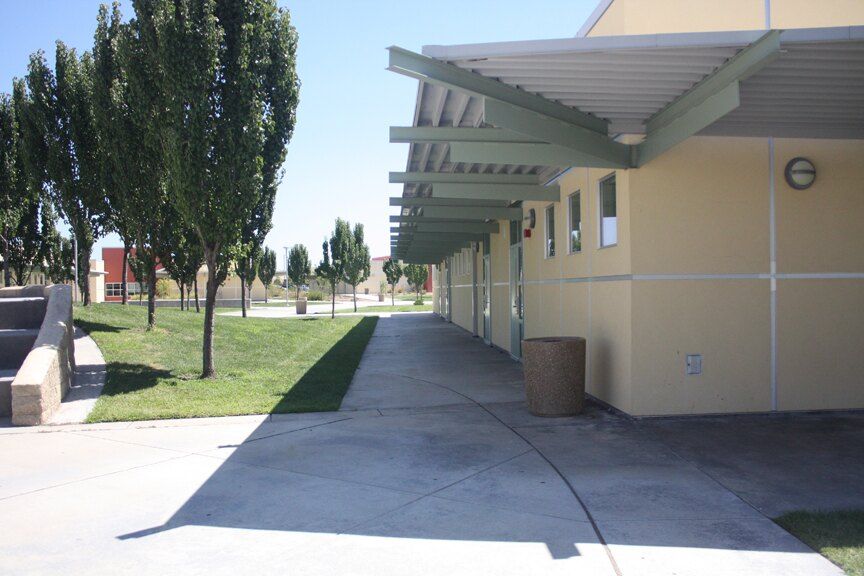 Walkway beside a campus building in Rocklin, California